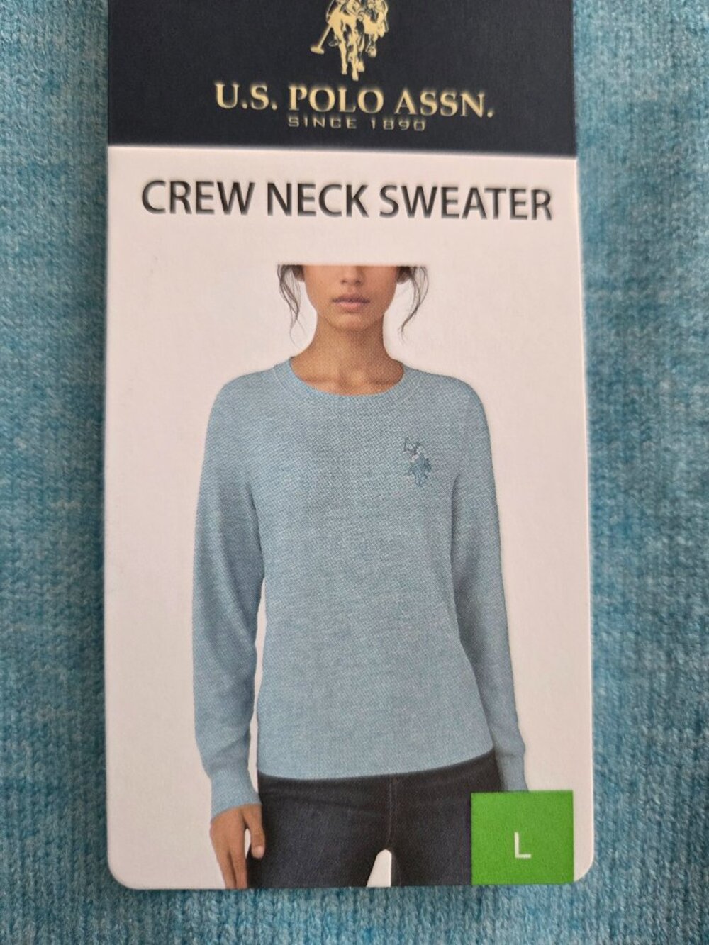 U.S. Polo Assn. Crew Neck Sweater L Blue Long Sleeve Logo Travel Outdoor Costal